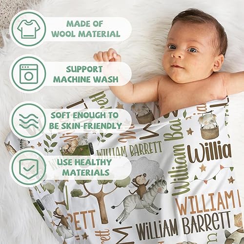 Miniatura 3 de Baby Blanket Customized with Name, Baby BoyBaby Girl Personalized Blanket, 5 Styles-Custom Name Baby Blanket, Private Customized BirthBirthdayBaby