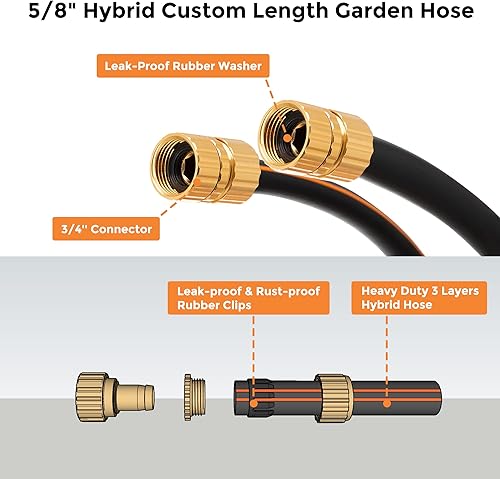 Miniatura 3 de Giraffe Tools Garden Leader Manguera de 58 pulgadas x 2.5 pies con protección de curva, accesorios macho a hembra y manguera líder de 58 pulgadas x