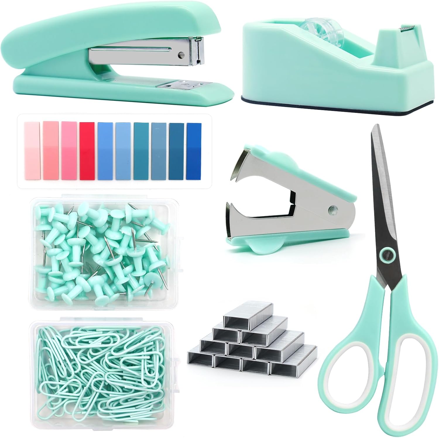 Mint Green Desk Accessories, Teal Office Supplies, Stapler