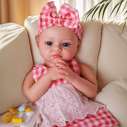 BABESIDE Lifelike Realistic Silicone Baby Doll - Miska 16 Inch (Weight 4 lb) Reborn Baby Dolls Silicone Full Body with Painted Hair, Perfect Companion for Children, Parents and Collectors