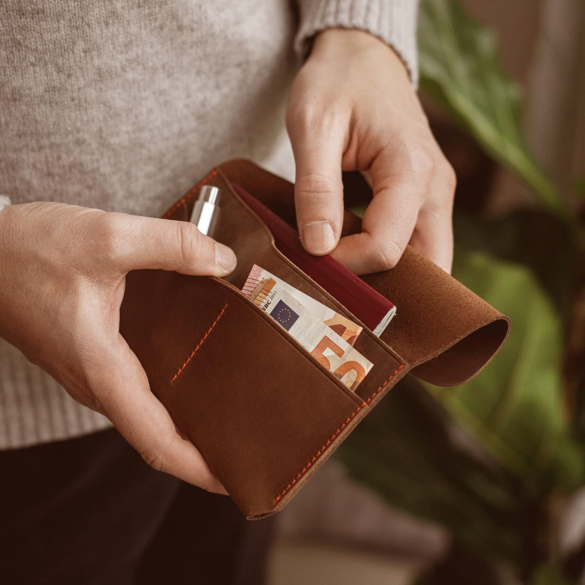 DONBOLSO Funda Pasaporte Miami | Organizadora de Viaje en Piel para Pasaportes | Funda Organizadora para Hombres | Pasaporte Viaje Funda | Marrón-Marrón