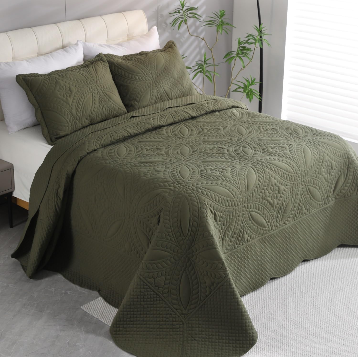 Cmfshape King Bedspread 106"x96",3 Piece King Quilt with 2