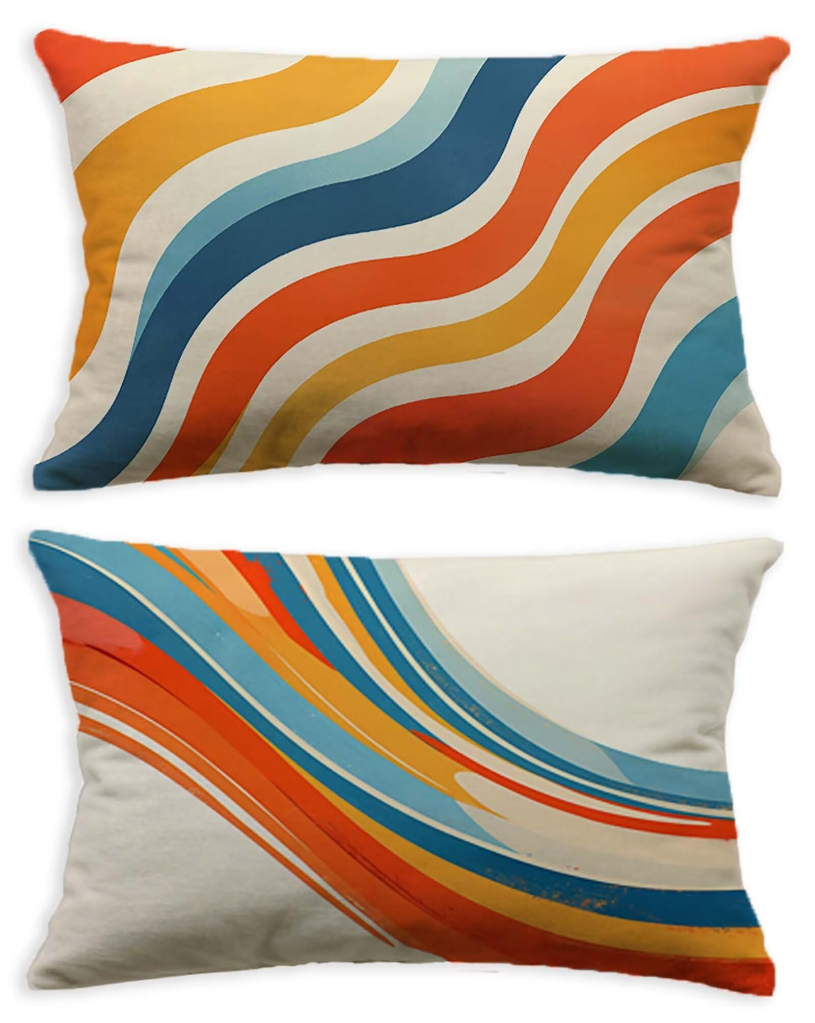 Lot de 2 housses de coussin 40x80 en velours abstrait pour canapé