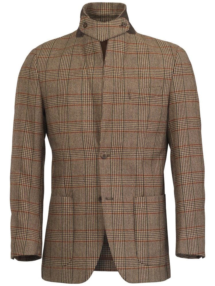 Giacca sportiva da uomo in tweed pied de poule scozzese vintage sottile misto lana con risvolto dentellato caldo giacca casual da lavoro