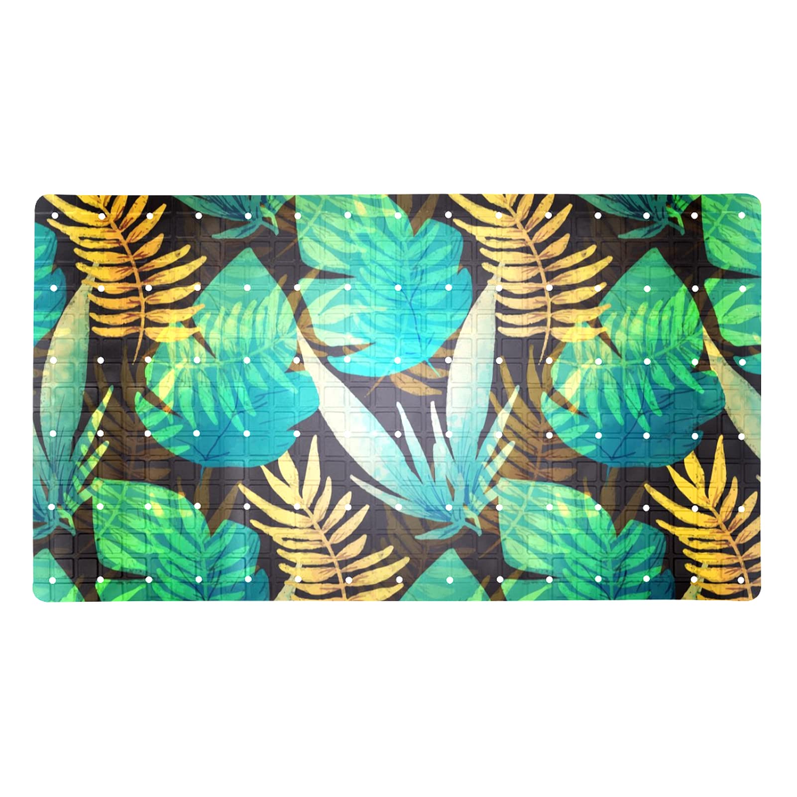 Tapis de bain antidérapant feuilles tropicales 71x40 cm avec ventouses