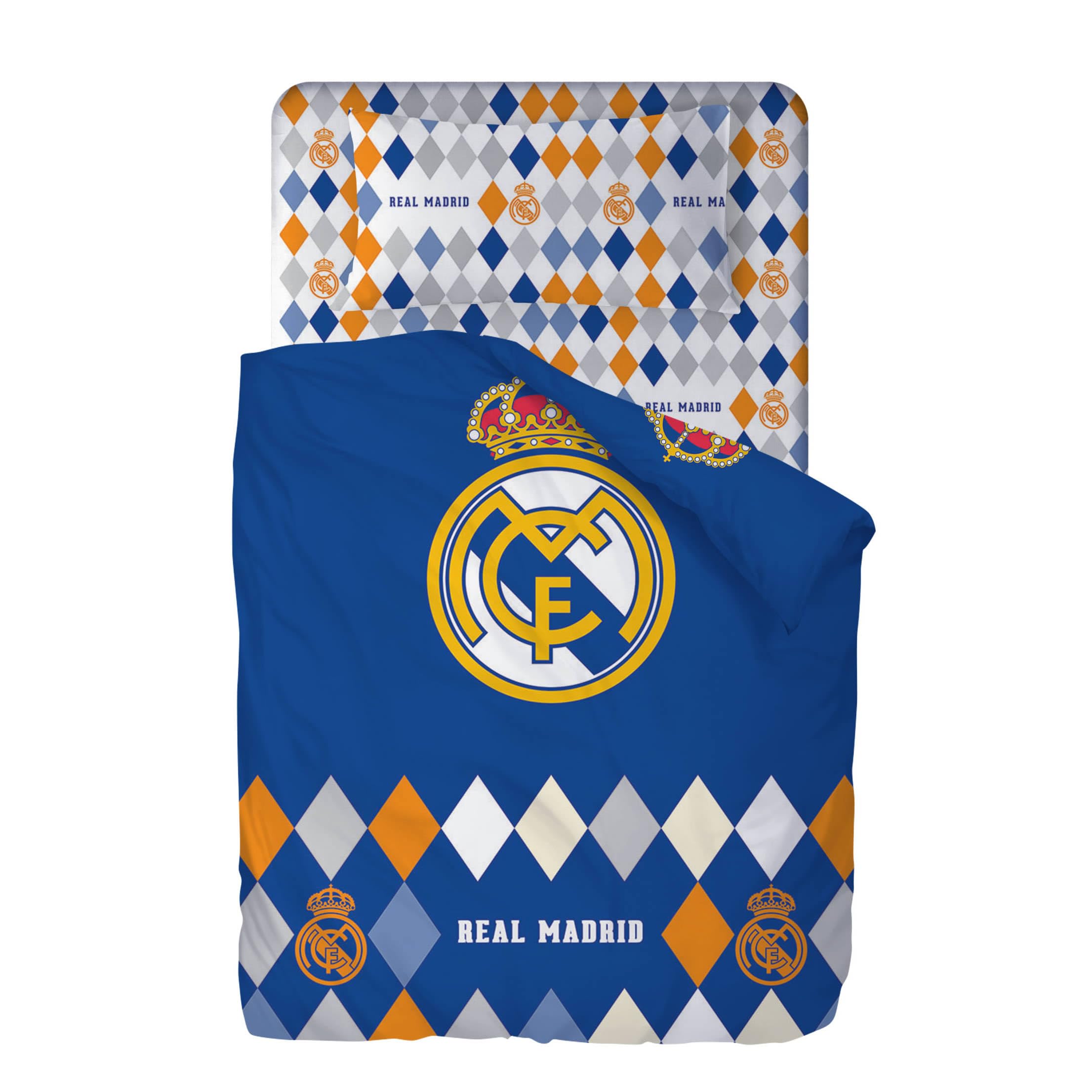 Real Madrid CF - Sábanas Rombos Cama 90 cm. (3 Piezas)