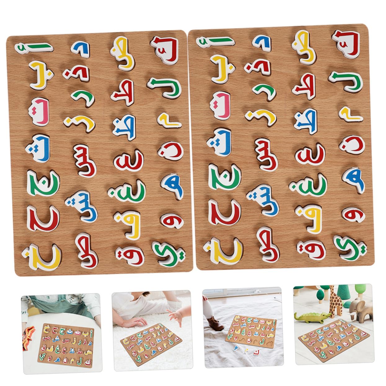 Puzzle in Legno 2 Set, Gioco Educativo per Bambini | Alfabeto Orientale, Presa Semplice e Bordi Lisci, Adatto a Scuola e Insegnamento Domestico