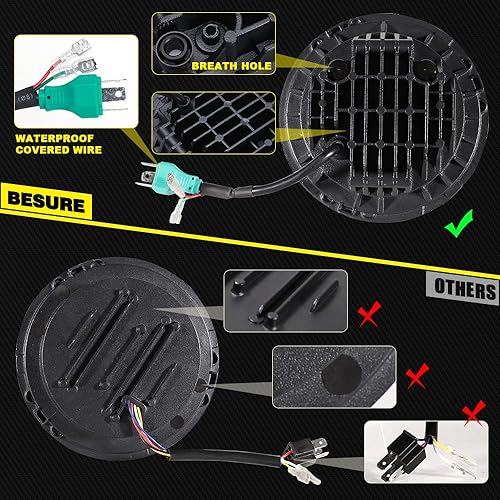 Miniatura 6 de Faros delanteros LED de 7 pulgadas compatibles con Jeep Wrangler JK JKU TJ LJ 1997-2018 aprobado por DOT HiLo Beam para señal de giro para Chevy