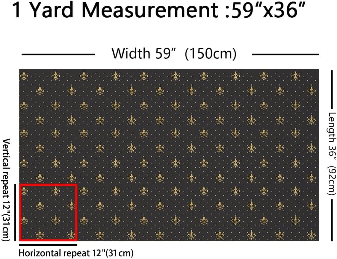 Feelyou Fleur De Lis Upholstery Fabric By The Yard, Vintage Floral Flower Grid Reupholstery Fabric for Chairs,Abstract French European Culture Theme Decorative Soft Flannel, 2 Yards,