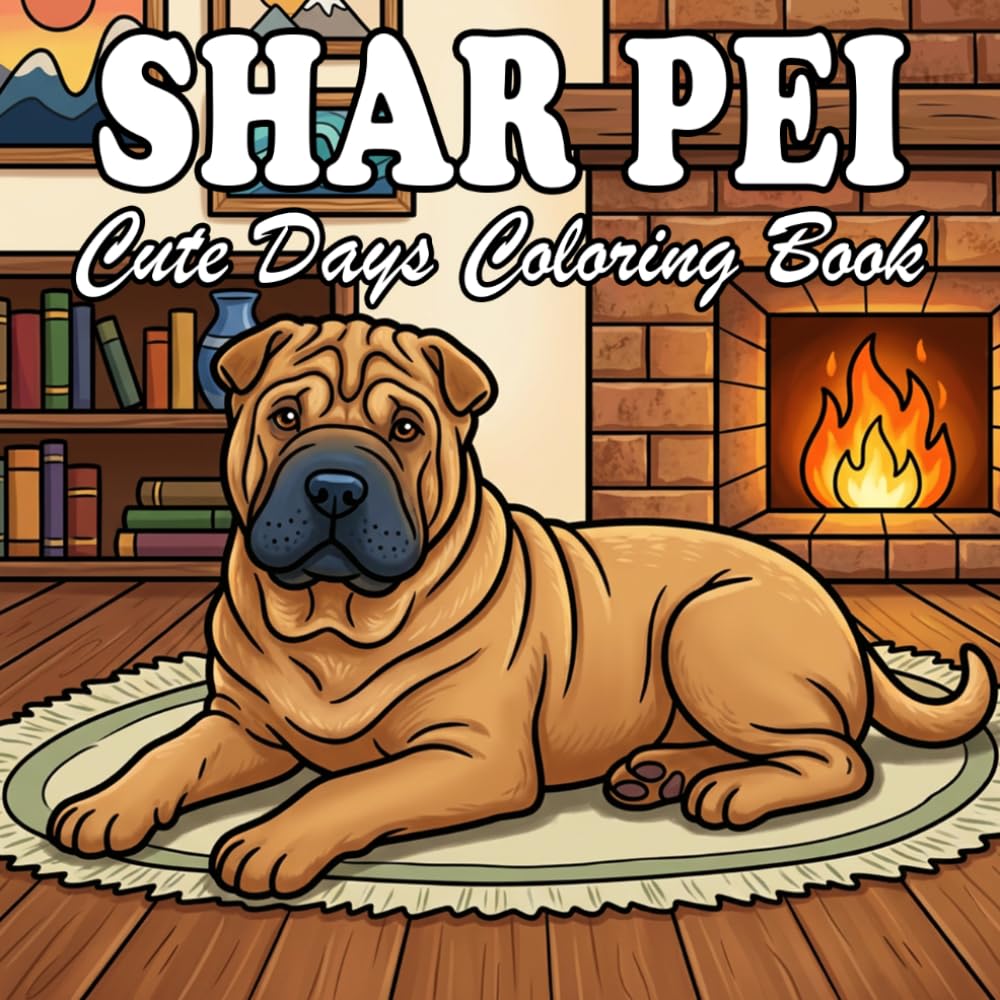 Shar Pei Coloring Book for Adults & Kids: 66 Cute & Cozy Shar Pei Coloring designs with Everyday Life and Outdoor Scenes