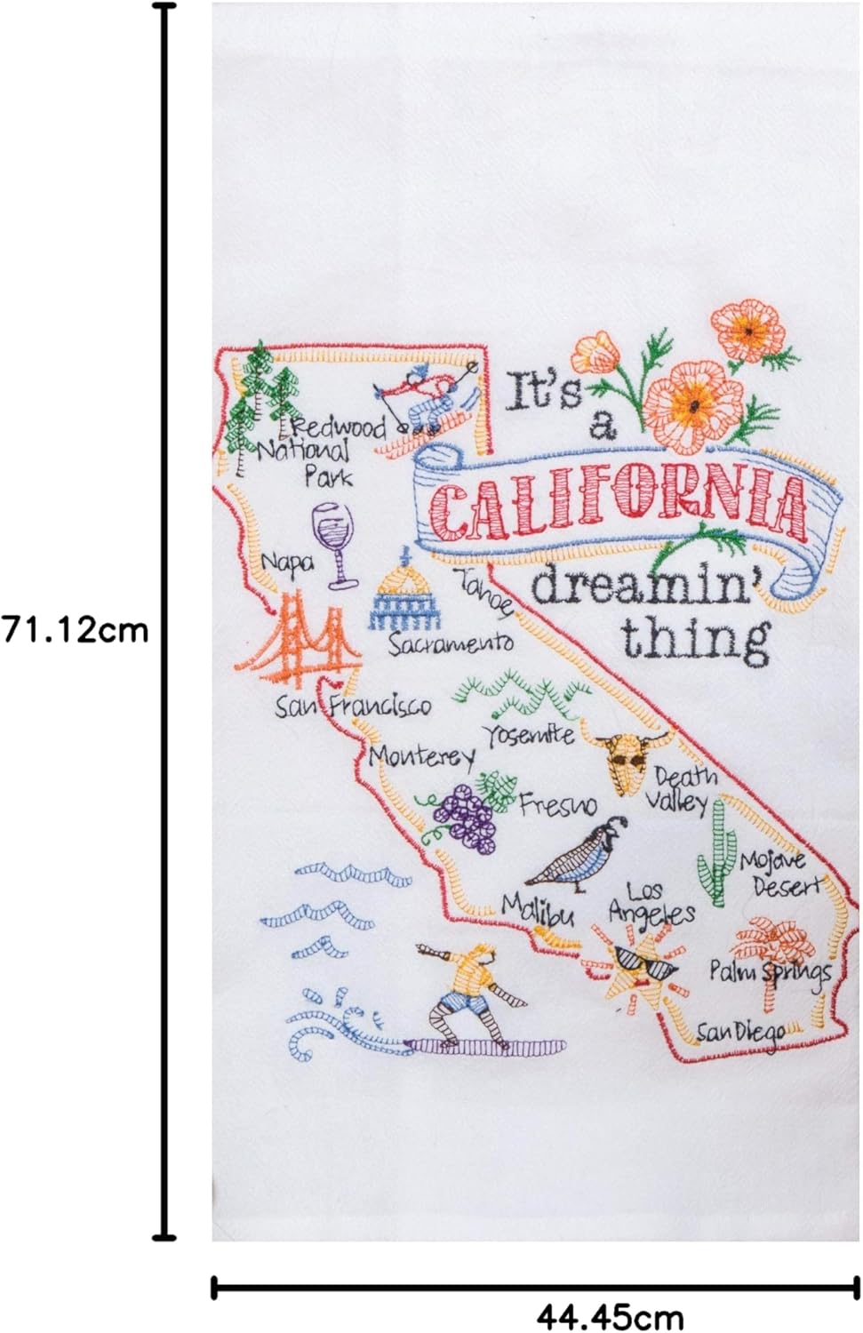 Kay Dee California State 刺繍ディッシュタオル It's a California Thing