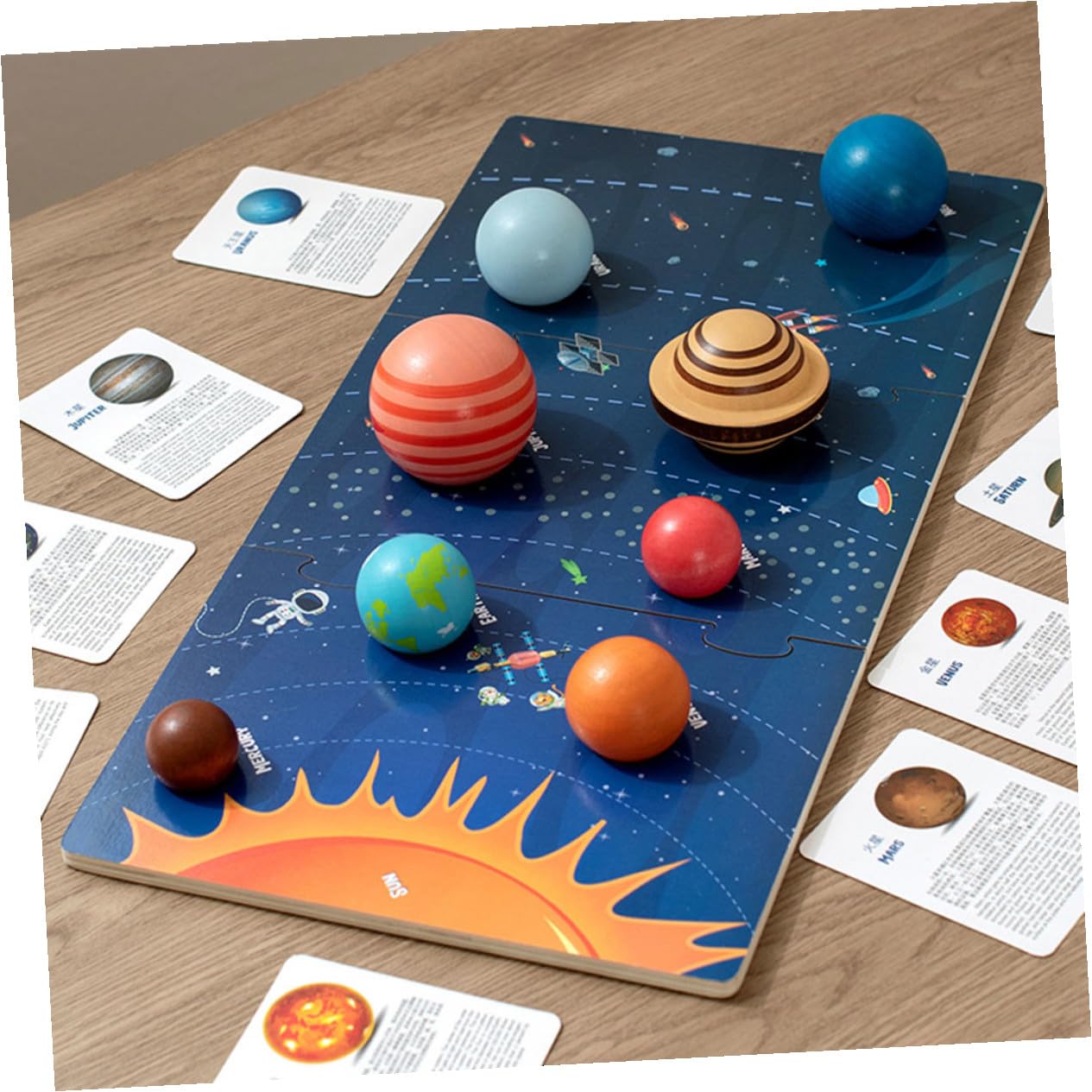 VICASKY Puzzle in Legno Educativi Decorazioni Scuola per Bambini, Rappresentazione del Solare 8 Pianeti per Imparare e Sviluppare Abilità Cognitive
