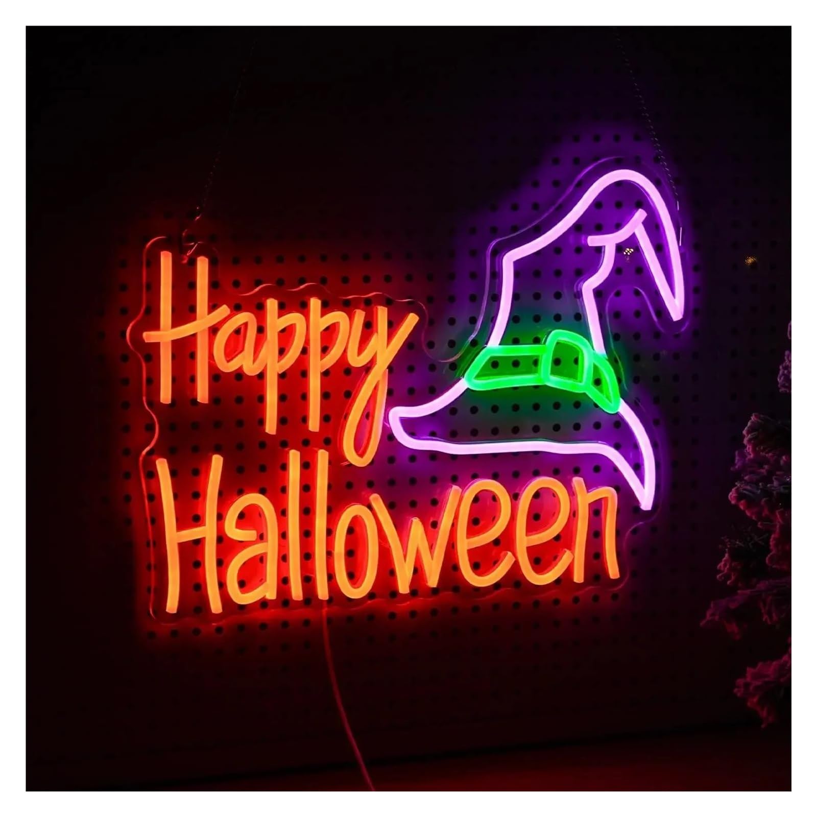LEMST Signs Lamp Purple Green Neon Sign that Neon Light for Halloween Decor Home Party Bedroom Decor 38x29cm