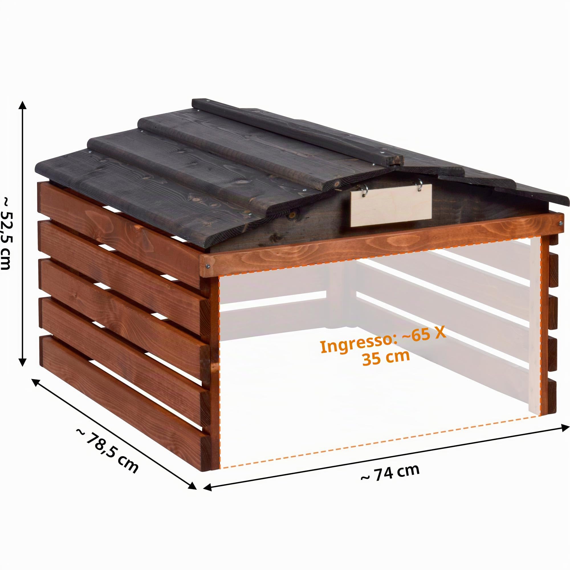 Dobar, Garage per Robot Tosaerba con Tetto Rimovibile, tettoia per Auto, 78,5 x 74 x 52,5 cm, Abete Rosso