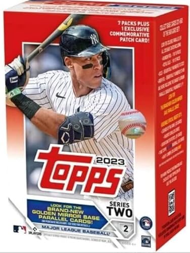 Topps Caja de valor de béisbol Serie 2 2023  98 tarjetas sin clasificar  Azul, 6 x 4 pulgadas  MLB, tarjeta de béisbol
