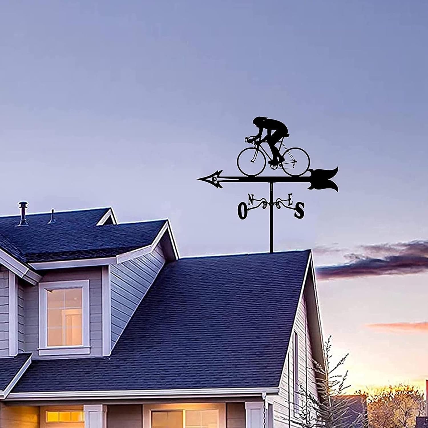 金属製風見鶏 彫像飾り付き 庭の杭 風見鶏 風向計 プロフェッショナル測定ツール 風向計 庭庭屋根マウント