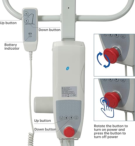 Miniatura 5 de Restisland Elevador eléctrico para pacientes, batería recargable de alta capacidad, base baja, capacidad de peso de 400 libras con U-Sling medio,