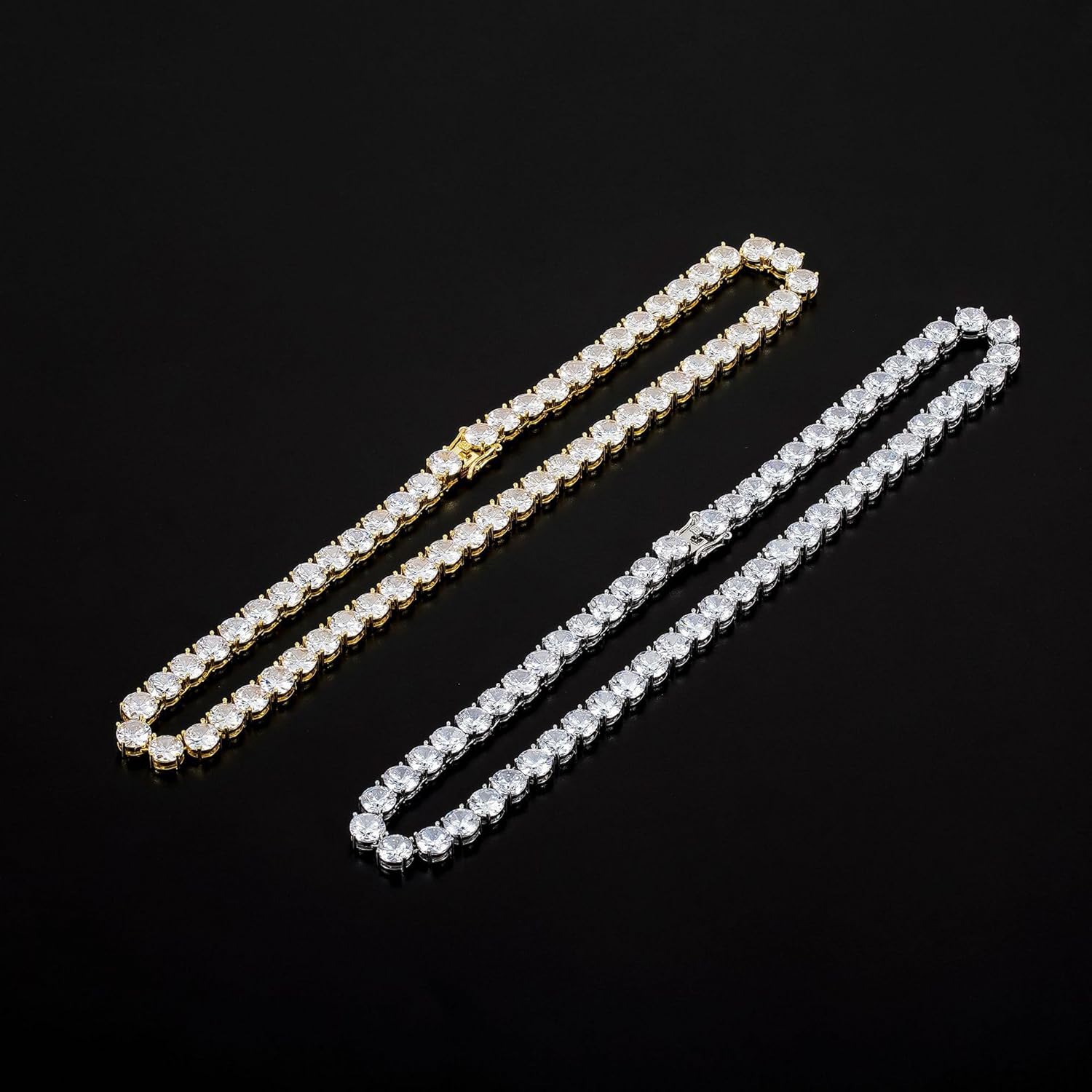 Elegant 14K Gold Tennis Necklace with Round Cut Moissanite, Luxurious Iced Out Moissanite Tennis Necklace,Ideal Fashionable Gift