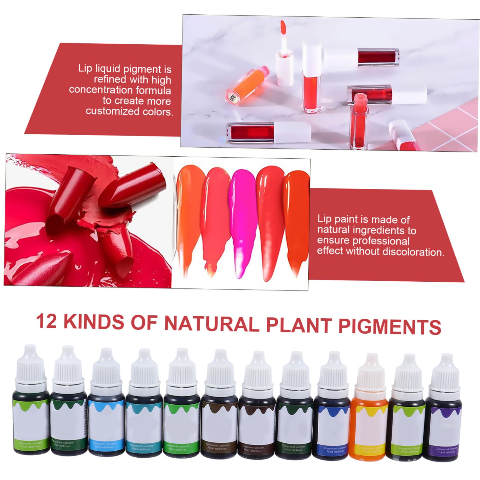 12 Stück Selbstgemacht Lipgloss Pigment mit Vitamin C, Weiß