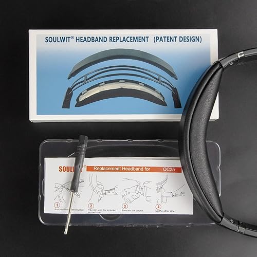 Miniatura 8 de SOULWIT Cubierta de diadema para auriculares Bose QuietComfort 25 (QC25), pieza de reparación de almohadilla de repuesto para la cabeza, color negro