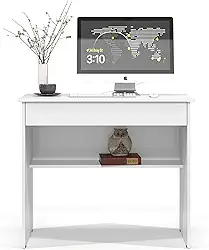 Mesa Escrivaninha Branco Com 1 gav Notebook Office Compact Vitória Branca