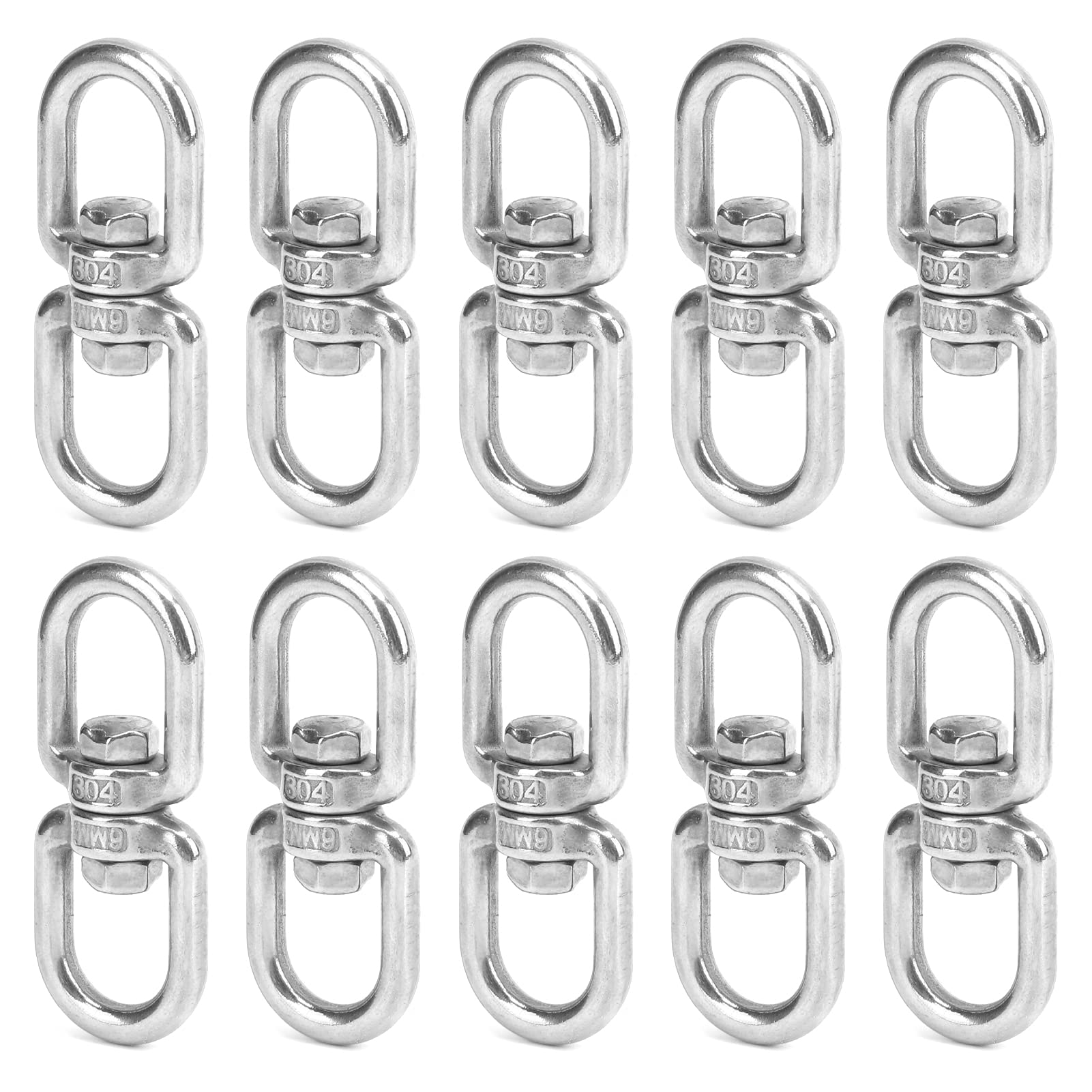 10Pcs Double Eye Chain Hook,8?Shaped Ring Connector Swivel Hooks M6 Double Ended Stainless Steel Double Ended Swivel Eye Hook