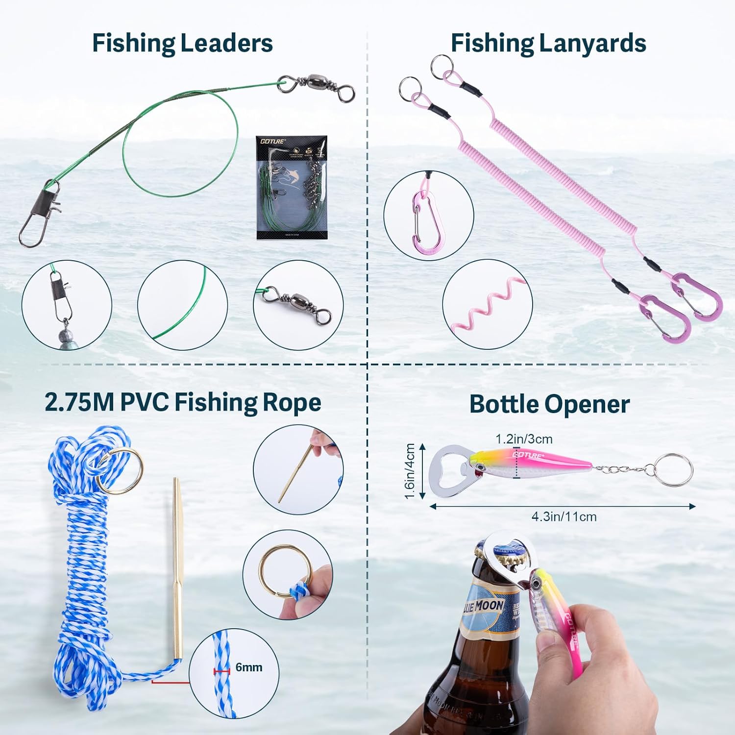 GOTURE Pink Fishing Tackle Box Set, Fishing Kit，12-in-1 Tackle Box Set with Stainless Steel Tools，Lures, Fishing Gift for Women & Beginners (Gift Ready)