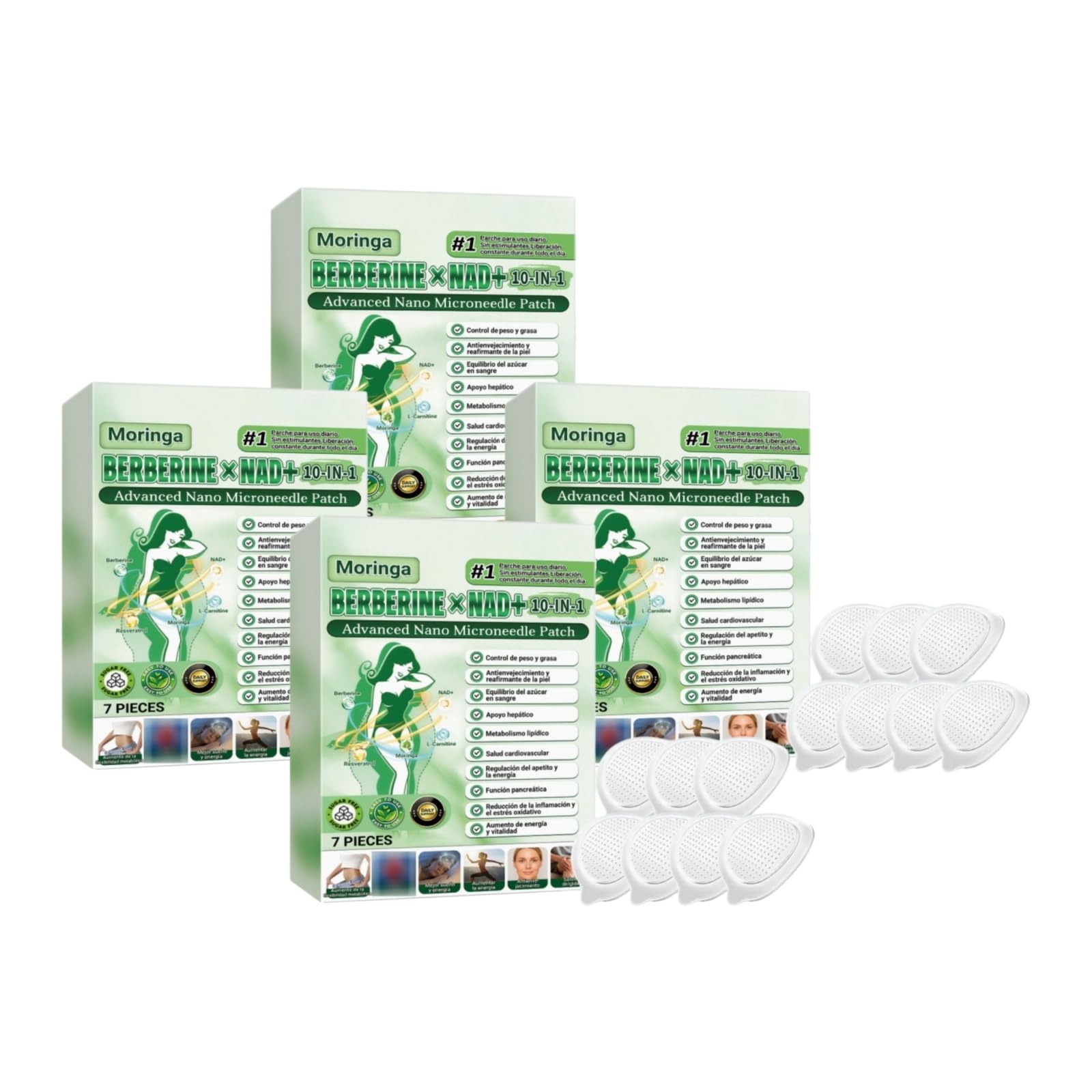 Patch Minceur 10-en-1 à la Berbérine, Moringa et NAD+ , Ventre Plat | Soutien Gestion du Poids, Métabolisme & Fermeté de la Peau, Formule Douce Non Irritante, Cortisol Perte De Poids