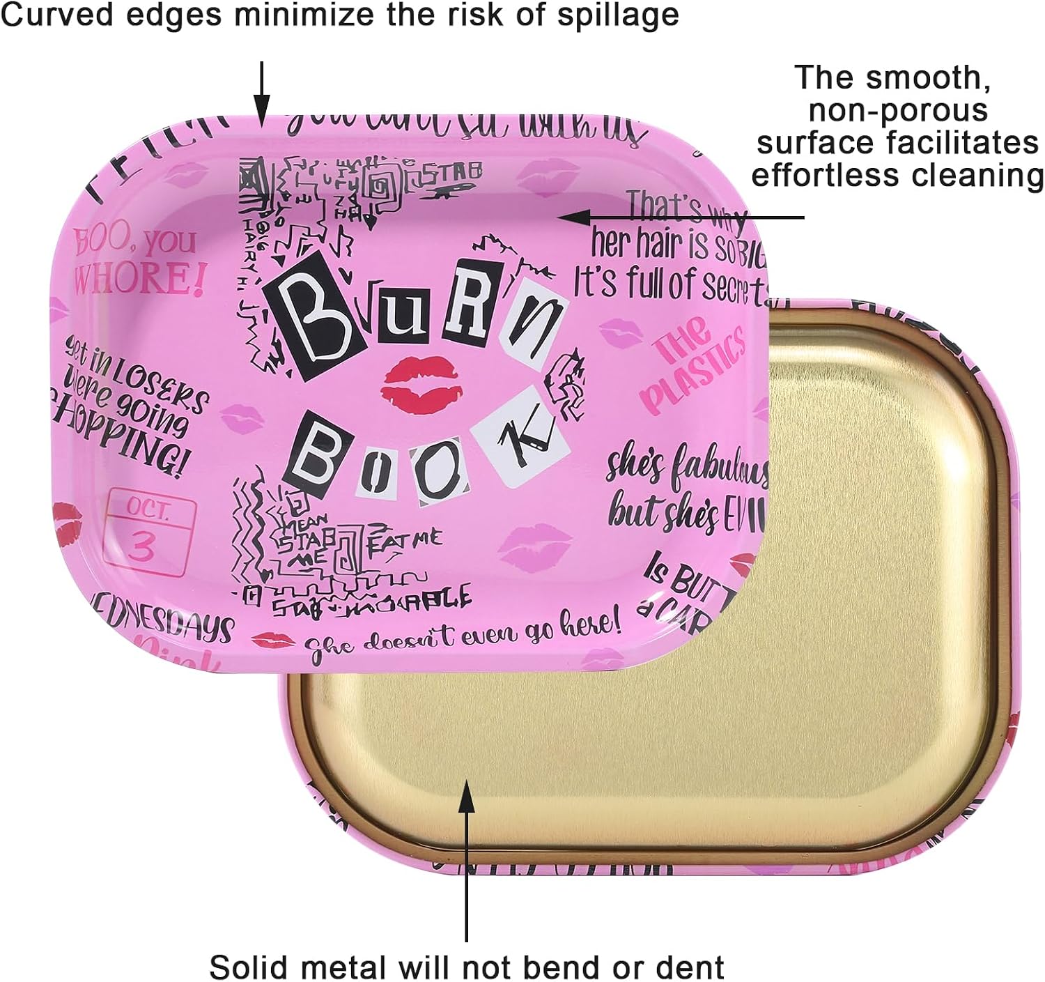 Metal Tray with Soft PVC Magnetic Lid, 7" x 5.5"（Burn Book）