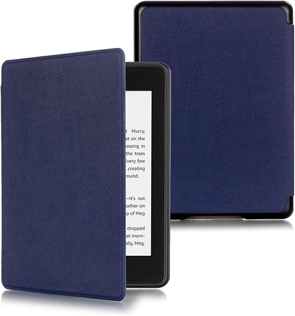 KOMI PU Leather Protective Case compatible with Kindle Paperwhite 4 E-Reader (10th Generation, 2018 Version), Ebook Protection Cover(dark blue)