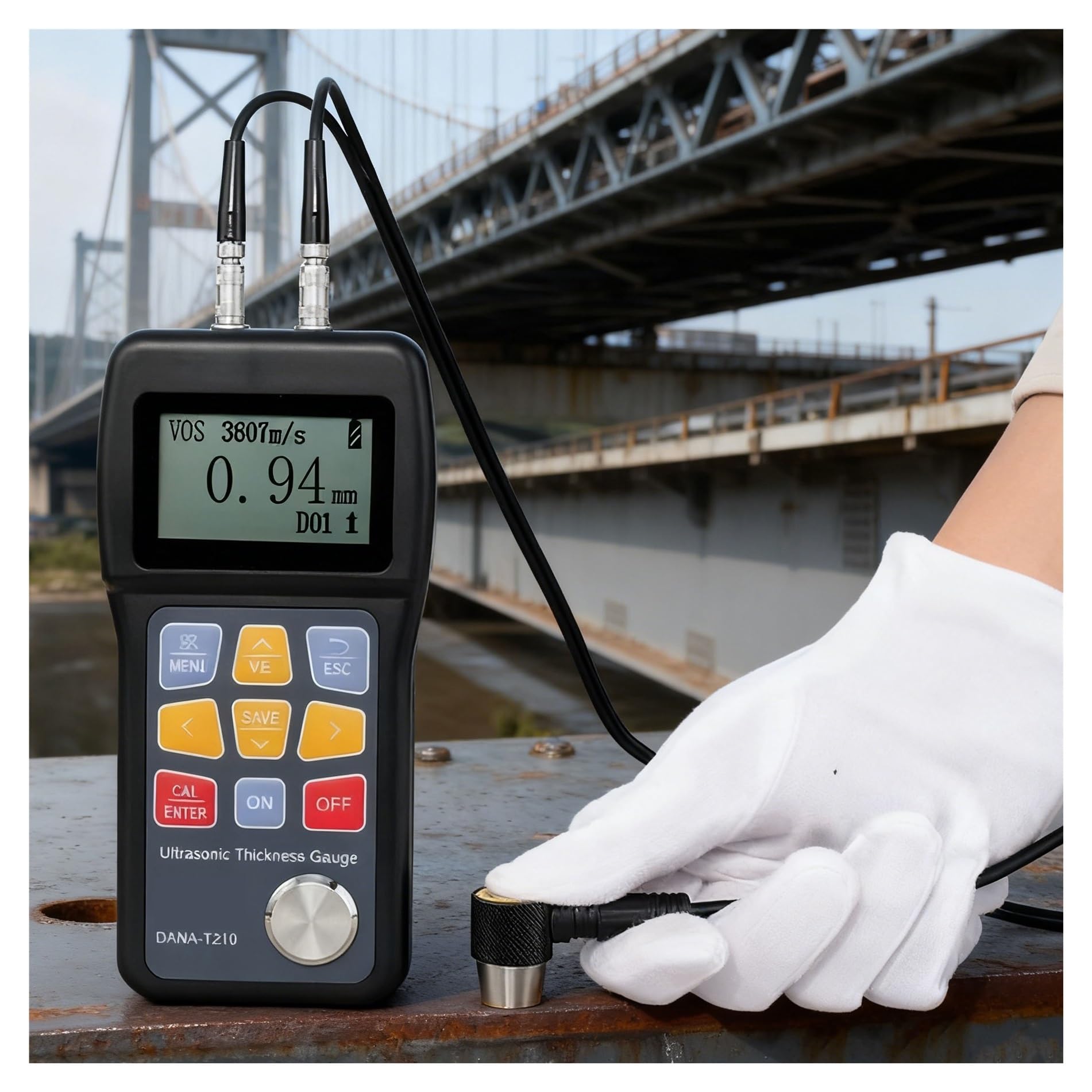 Ultradźwiękowy Miernik Grubości T210 Do Tworzyw Sztucznych O Wysokiej Temperaturze — Wysoka Dokładność (0,5% H + 0,04 Mm) Rozdzielczość 0,01 Mm,Przyrząd Pomiarowy