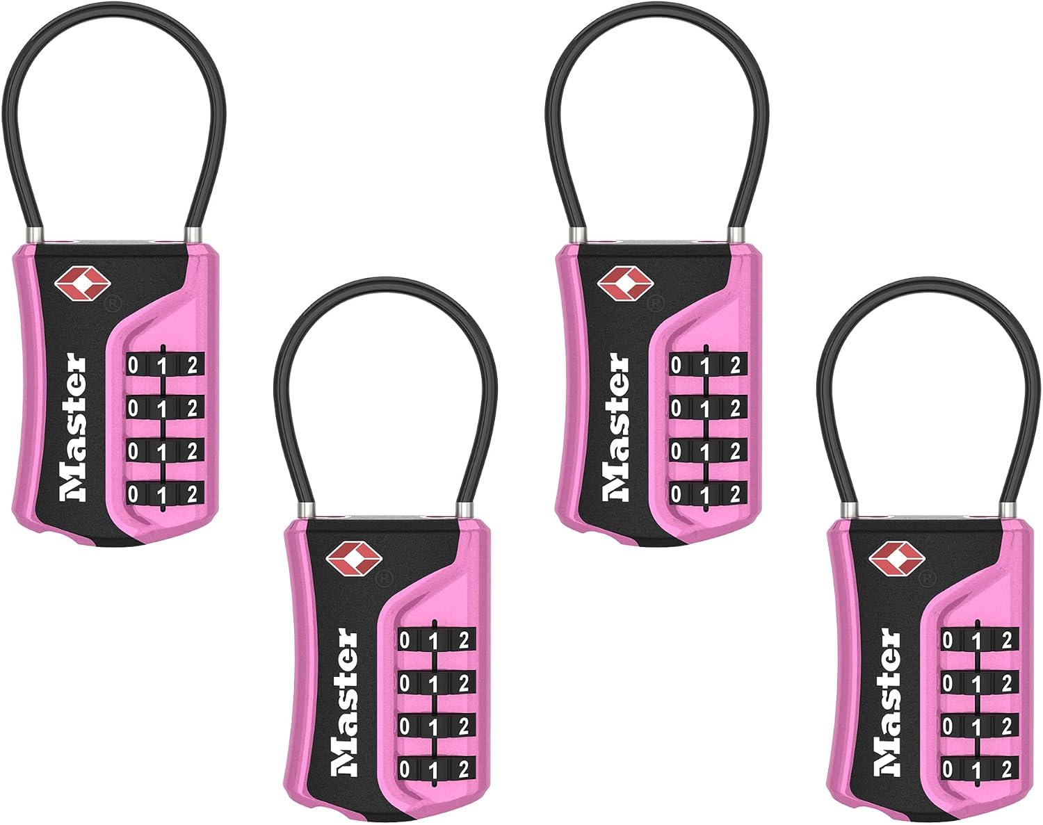 Master Lock Set Your Own Combination, TSA Approved Luggage Lock, Pink, 4 Pack, 4697PNKEC4