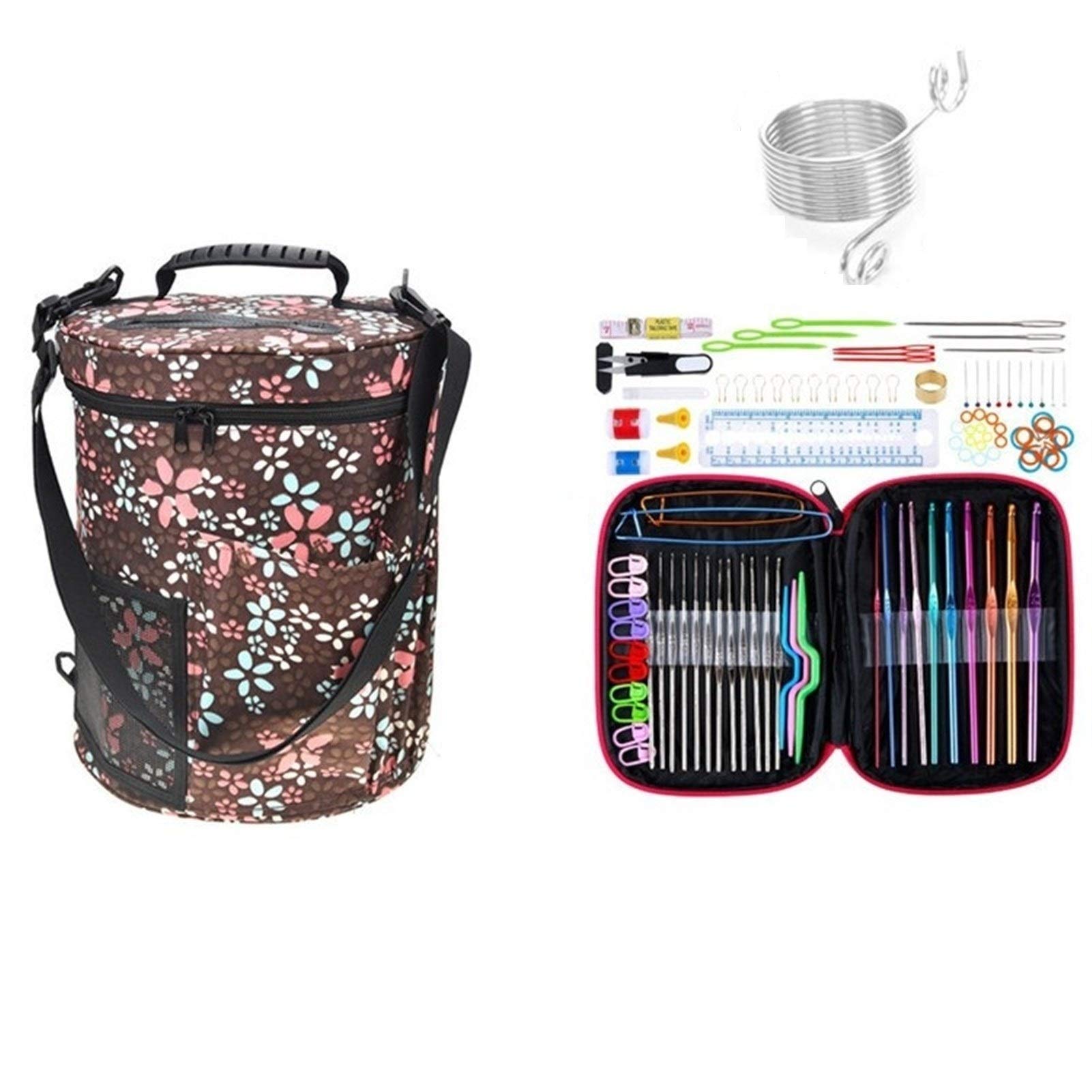 Kit De Ganchillos 101pcs Ganchillo anzuelos calados con Hilado Bolsa de Almacenamiento Mujer Agujas de Tejer Suministros garfio Kit de Herramientas de Bricolaje del hogar Juego De Ganchillos