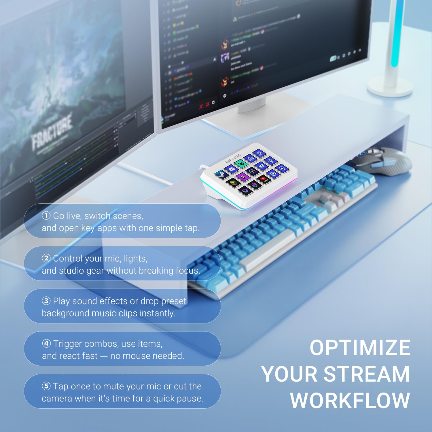 Fifine AmpliGame Stream Controller with 15 Macro Keys, Streaming Keyboard with Trigger Actions in OBS/Twitch/YouTube/Streamlabs, Shortcut Buttons Keypad Works with Mac and PC-D6