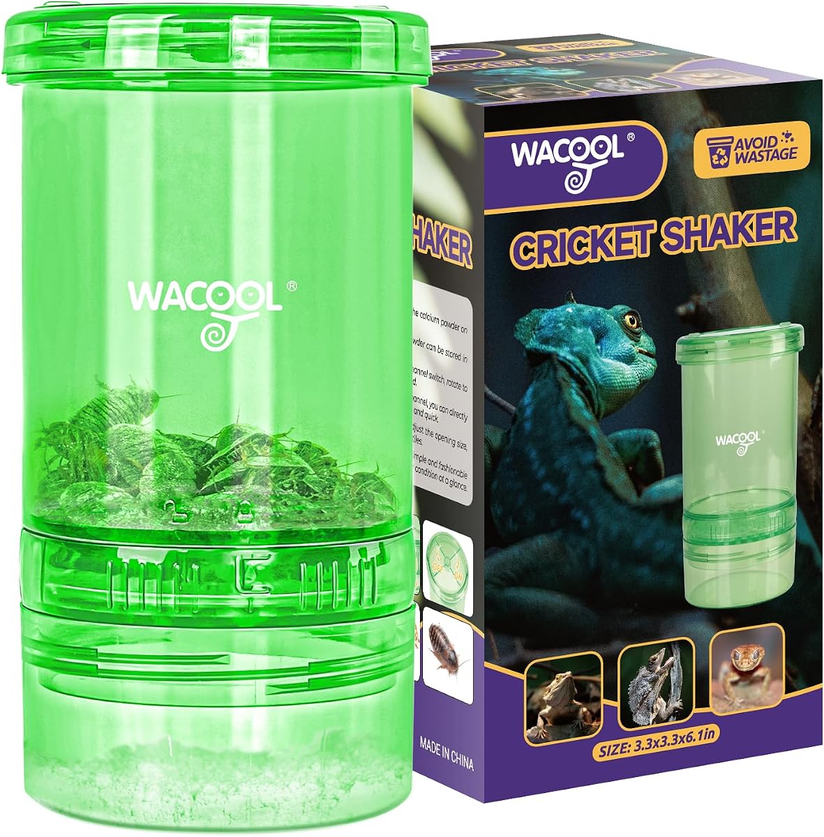 Mezclador de polvo de calcio para reptiles, alimentador de grillo con calcio para reptiles, plumero de calcio para reptiles, alimento para grillo para reptiles, dragón barbudo, Gecko, terrario, accesorios para tanque