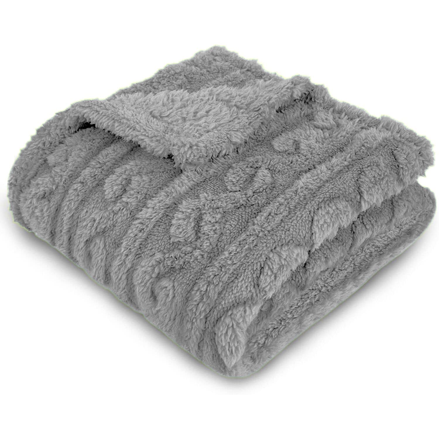 Couverture foulard 220x240 anti-poussière jeté de lit gris clair jacquard