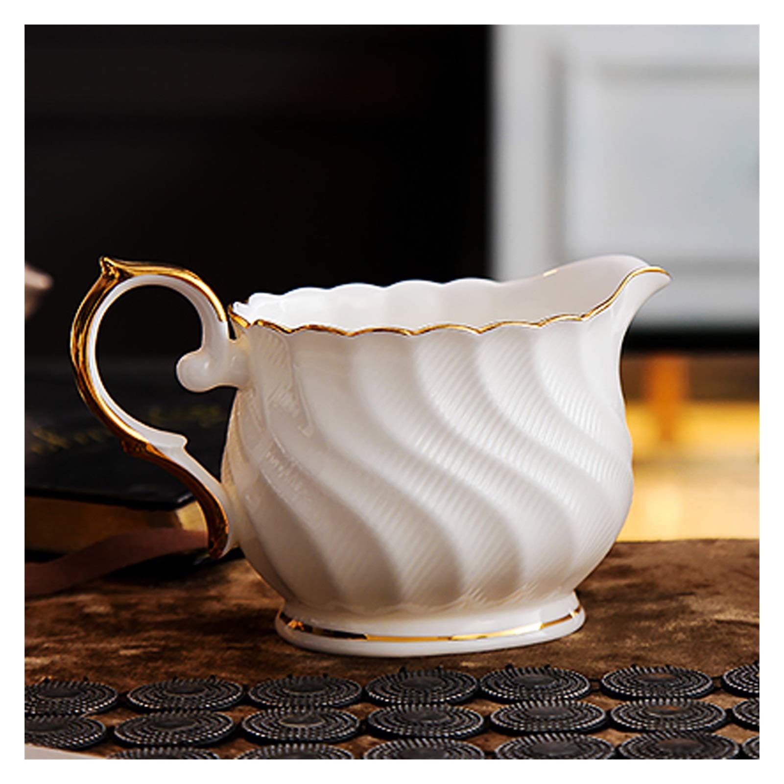Jarra de Leche, Salsera, Vaso de Agua, Jarra para Crema, café, azúcar, Salsa, cerámica, 250 ml, pequeña, Azul, para Familia, Hotel, cafetería. Recipiente versátil con asa.