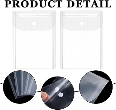 10 PCS Clear Envelope Pouch 7 X 5 Inch Clear Plastic Envelope Pouch with Snap Closure Waterproof Plastic Envelopes for Office School Documents Sticker, Photo Storage Folder, Receipt Holder