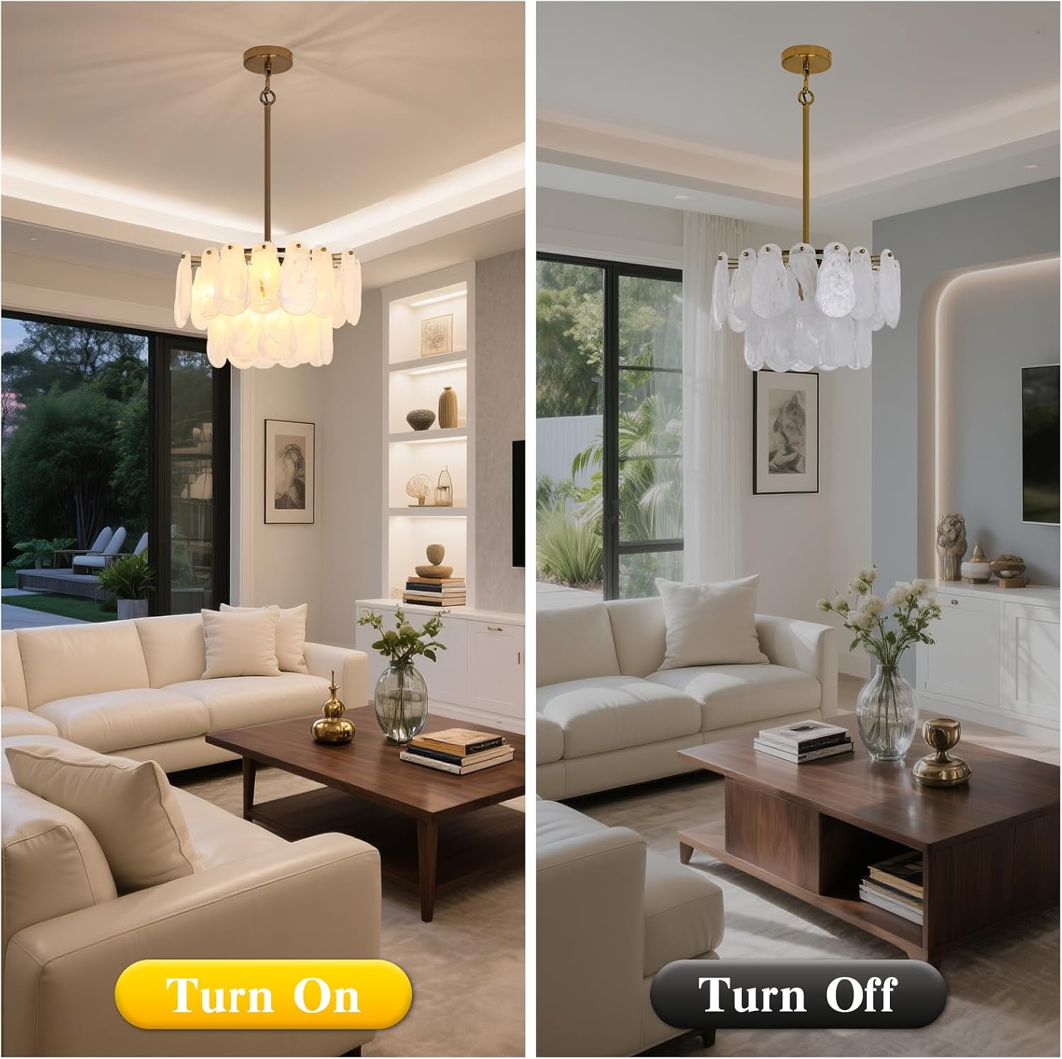 Modern Crystal Glass Chandelier, 17.7" Gold Luxury Hanging Pendant Light Fixture, 6-Light Round Cloud Ceiling Chandeliers Lighting for Dining Room Living Room Bedroom Foyer Stairway, E12