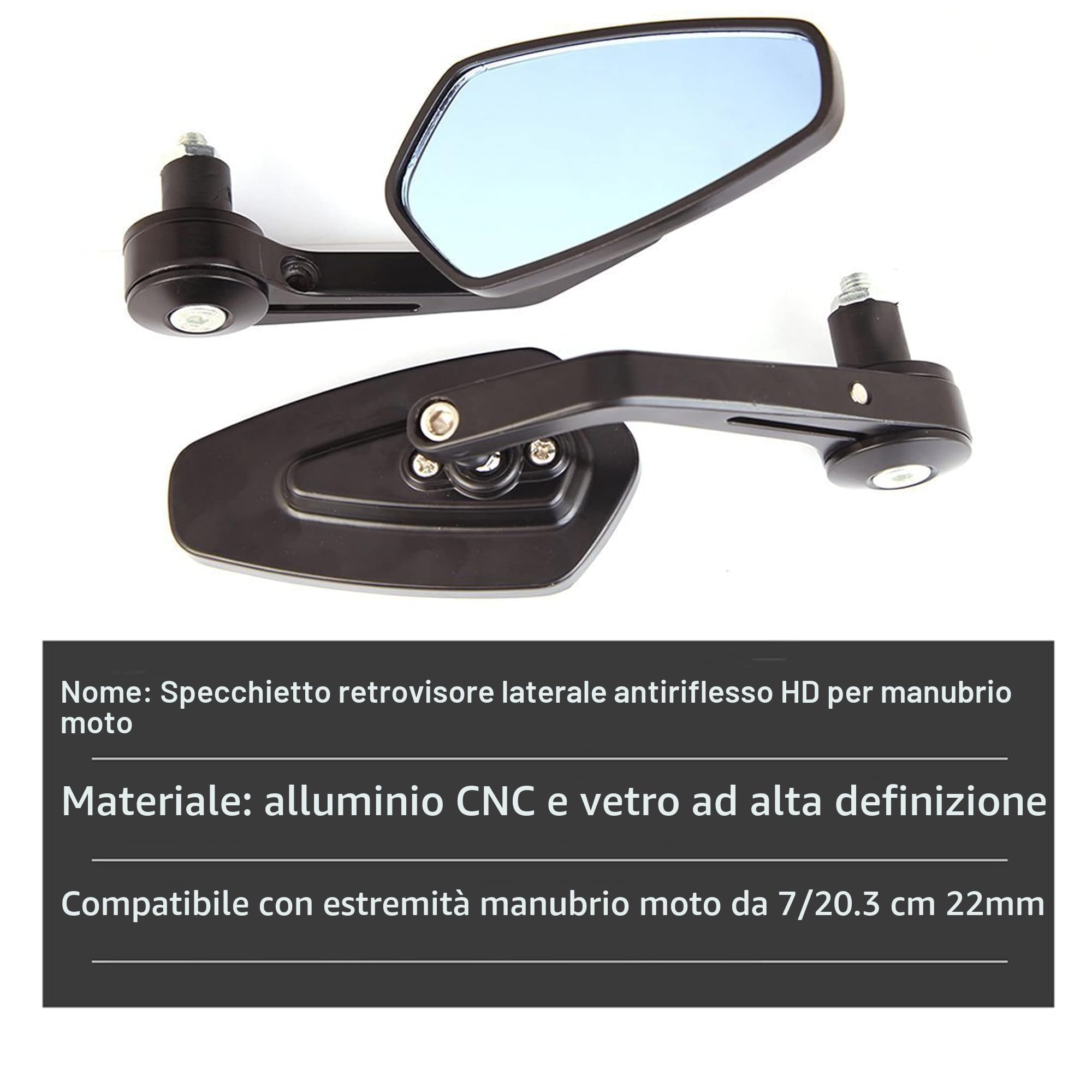 Heart Horse 7/8" 22mm Specchietti Moto, Anti-Glare Specchietto Moto Manubrio Specchietti Bar End Laterale Specchietti per Bici Scooter Yamaha Pit bike Kawasaki Z750 Z1000