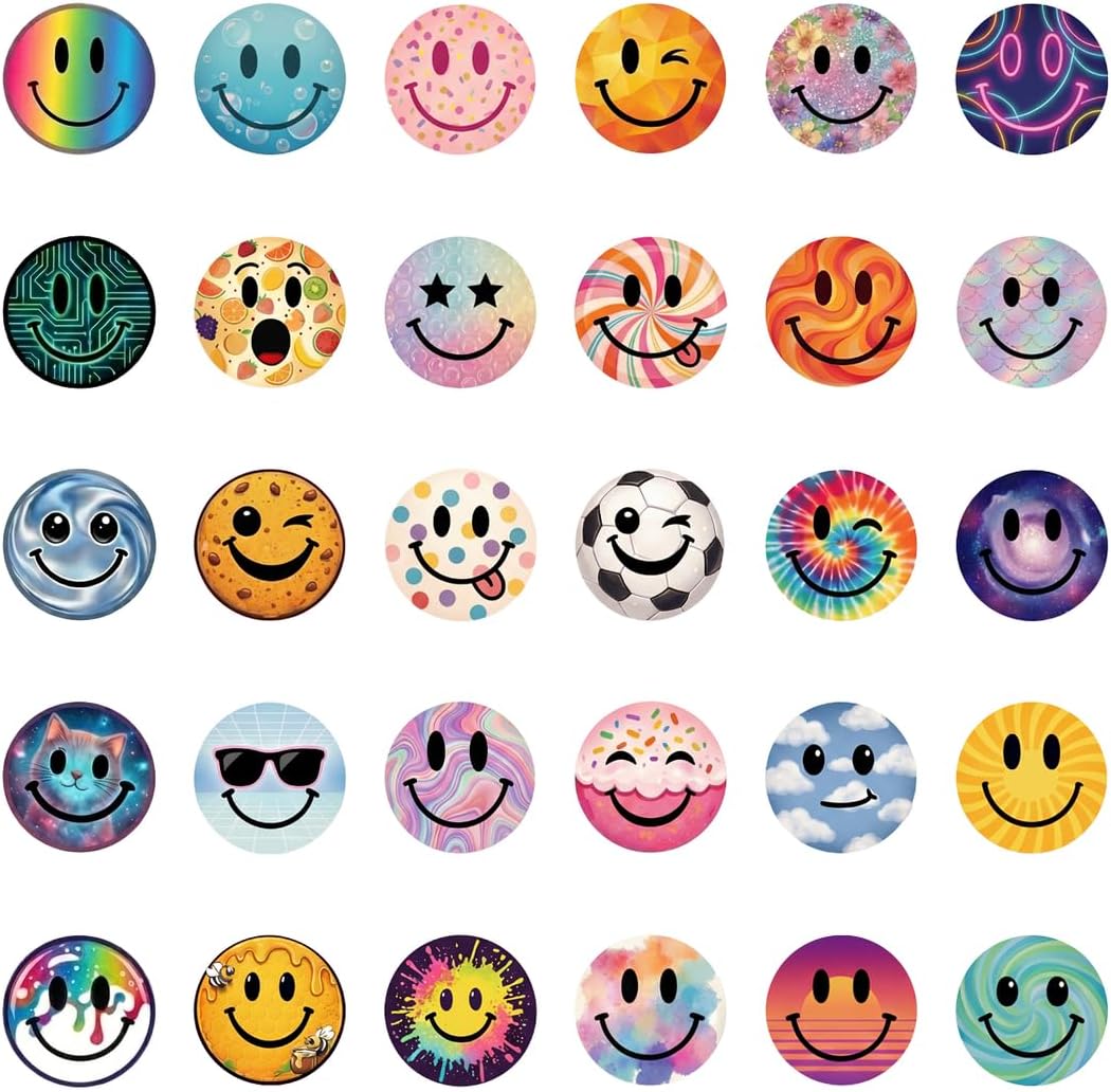 Smiley Face Stickers for Kids, 50 Pcs, 2.12 Inch Large Waterproof image 3
