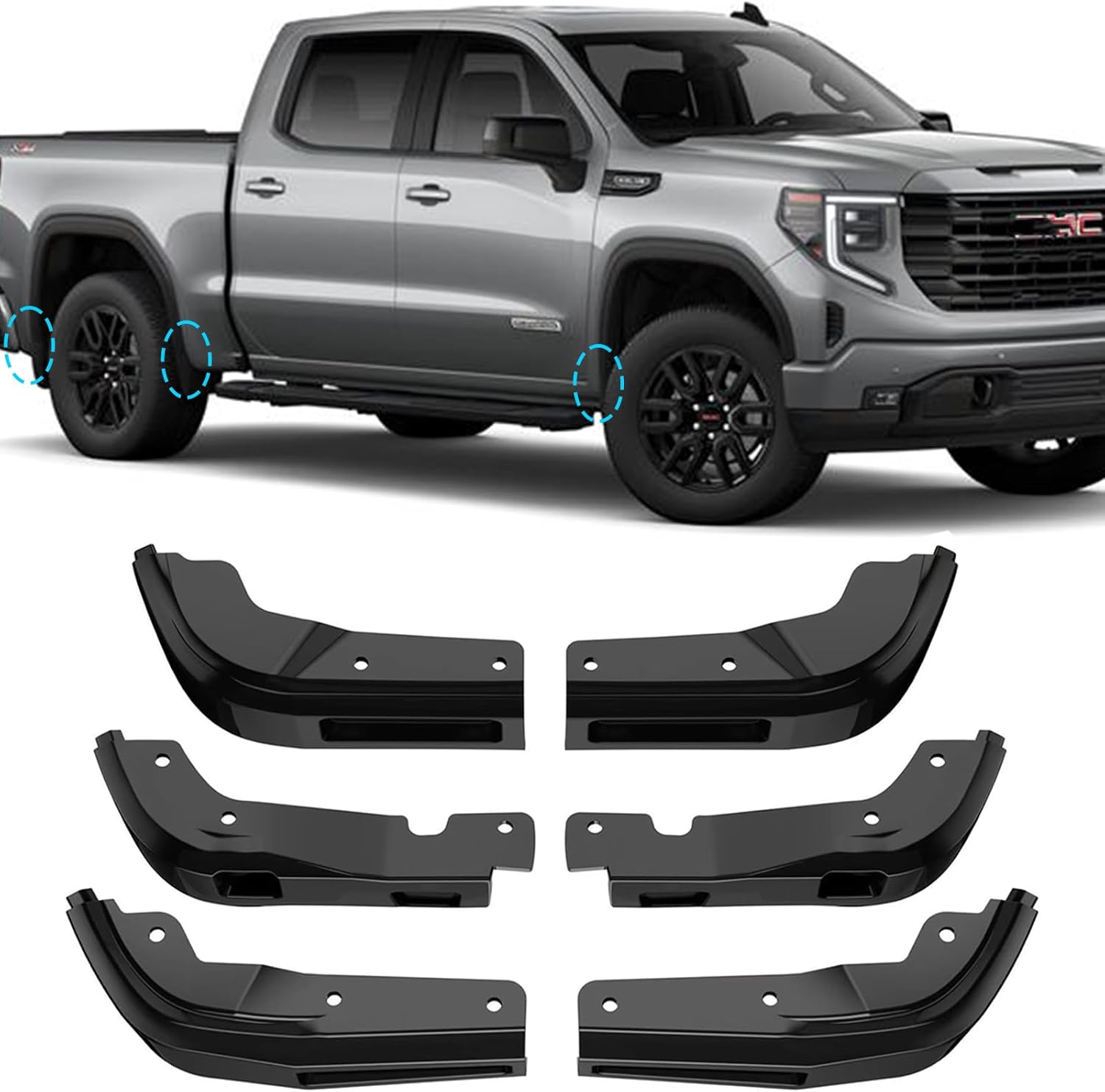 Mud Flap Delete Compatible with GMC Sierra 1500 2019-2025, Front & Rear Mud Flap