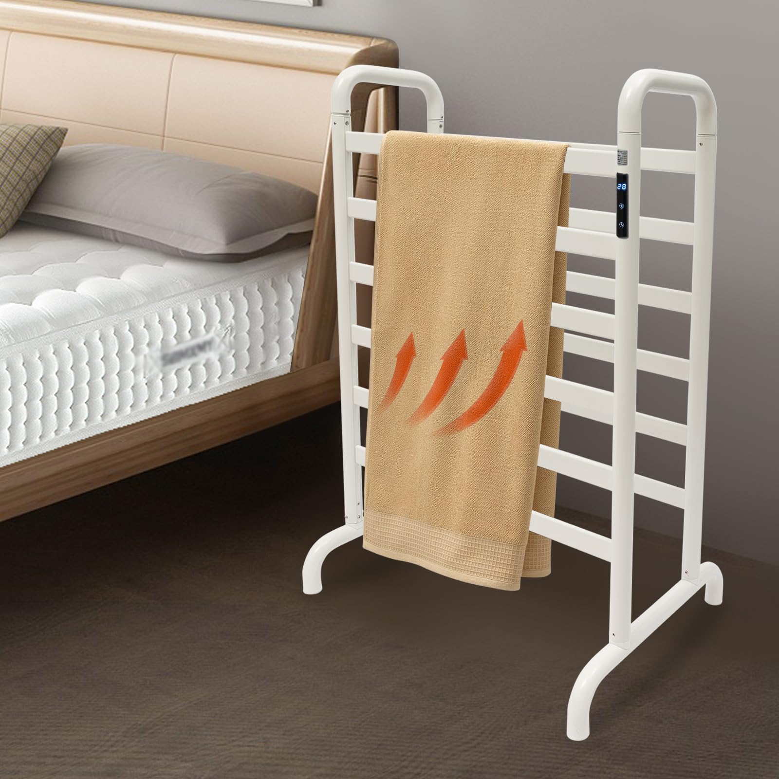 Weiß Zweireihiges Beheiztes Handtuchgestell, Handtuchwärmer Elektrisches Handtuchwärmergestell, für Badezimmer Garderoben Hotels Spas 60 * 43 * 90.5 cm