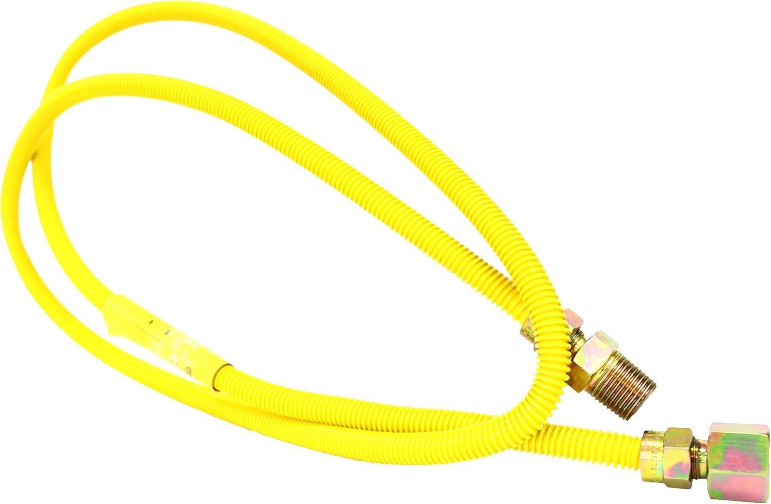 CMI Inc 18 Inch Flexible Gas Line Connector 3/8” OD 1/2” MIP x 1/2” FIP Fitting, Stainless Steel Yellow Epoxy Coated Corrosion Resistant, For Gas Appliances, Gas Dryer (18 Inch)