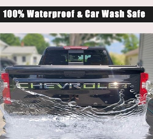 Miniatura 3 de Letras de inserción para plataforma trasera en 3D, letras elevadas compatibles con los modelos Silverado 2019-2022 (plateado)