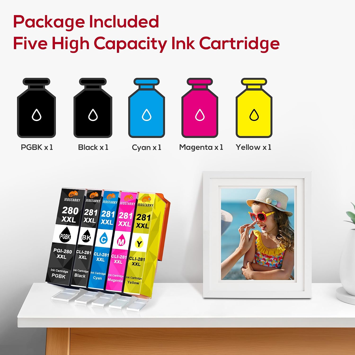 PGI-280XXL CLI-281XXL Compatible for Canon 280 281 Ink Cartridges Replacement for Canon TR8620a Ink Cartridges Works with TR8620a TR8520 TR8620 TS9120 TS702a TS9520a TS9521Ca (5 Pack)