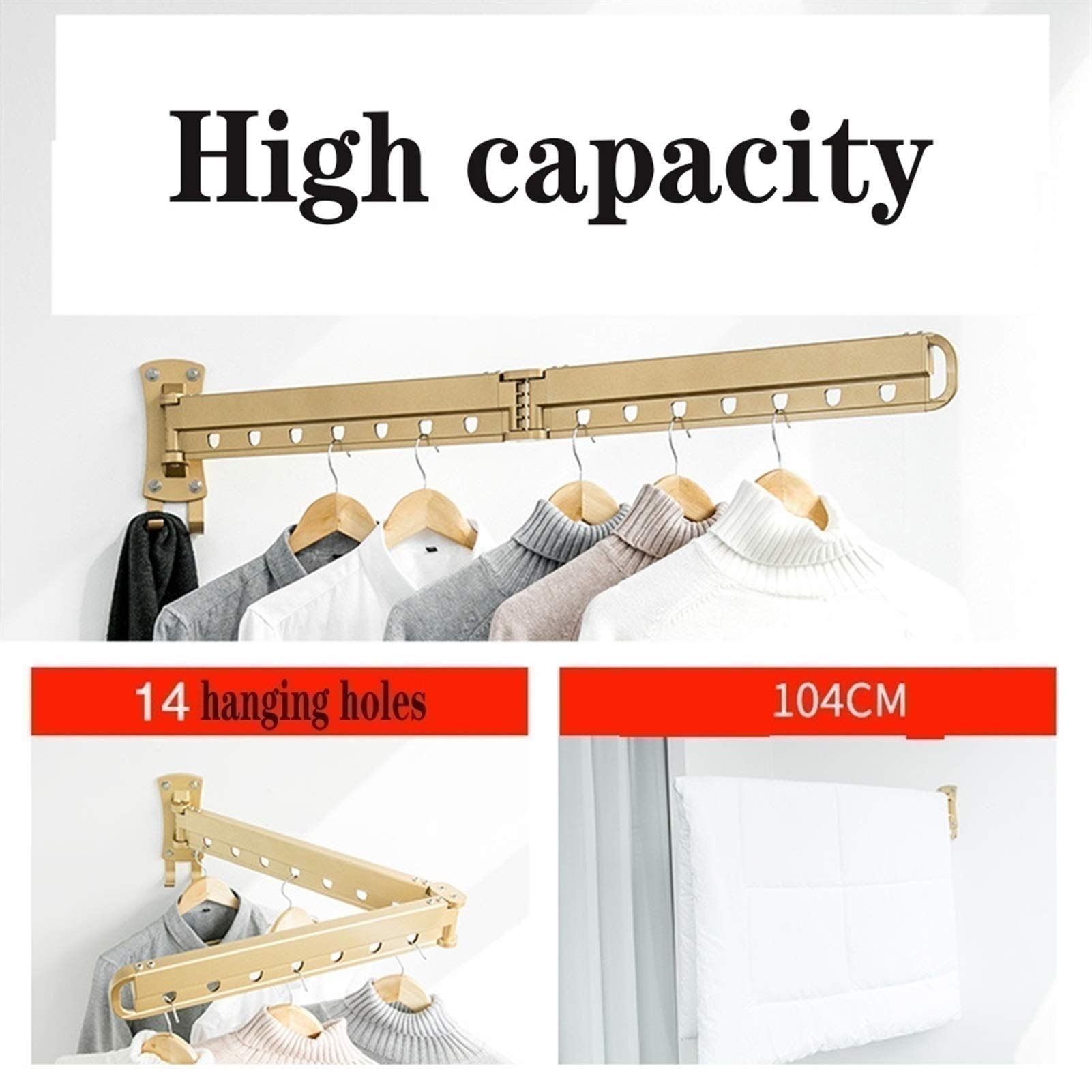 Estante de secado de ropa montado en la pared, plegable, para interiores y exteriores, ajustable, solución instantánea de armario para matrimonio, vida cálida