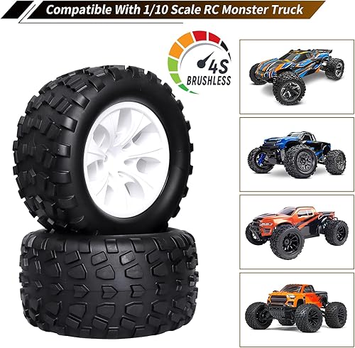 Miniatura 3 de Juego de neumáticos a control remoto de 2.8 pulgadas y ruedas hexagonales de 0.472 in de altura para Traxxas Rustler Stampede Hoss 2WD 4X4 VXL