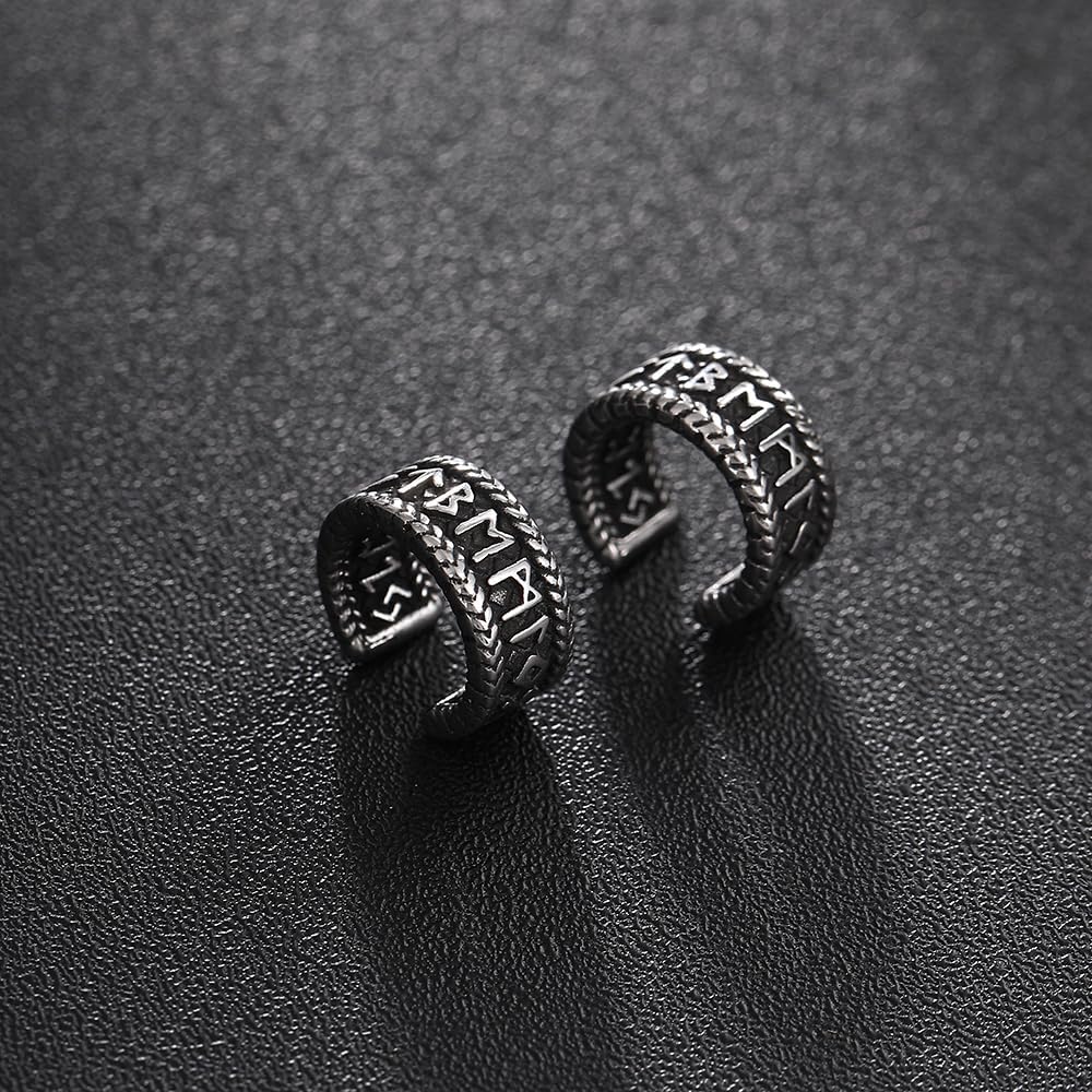 Viking Ear Cuffs Earrings, Norse Runes Non Piercing Clip on Earrings, Archaic Rune Ear Cuff for Women Men - Image 3