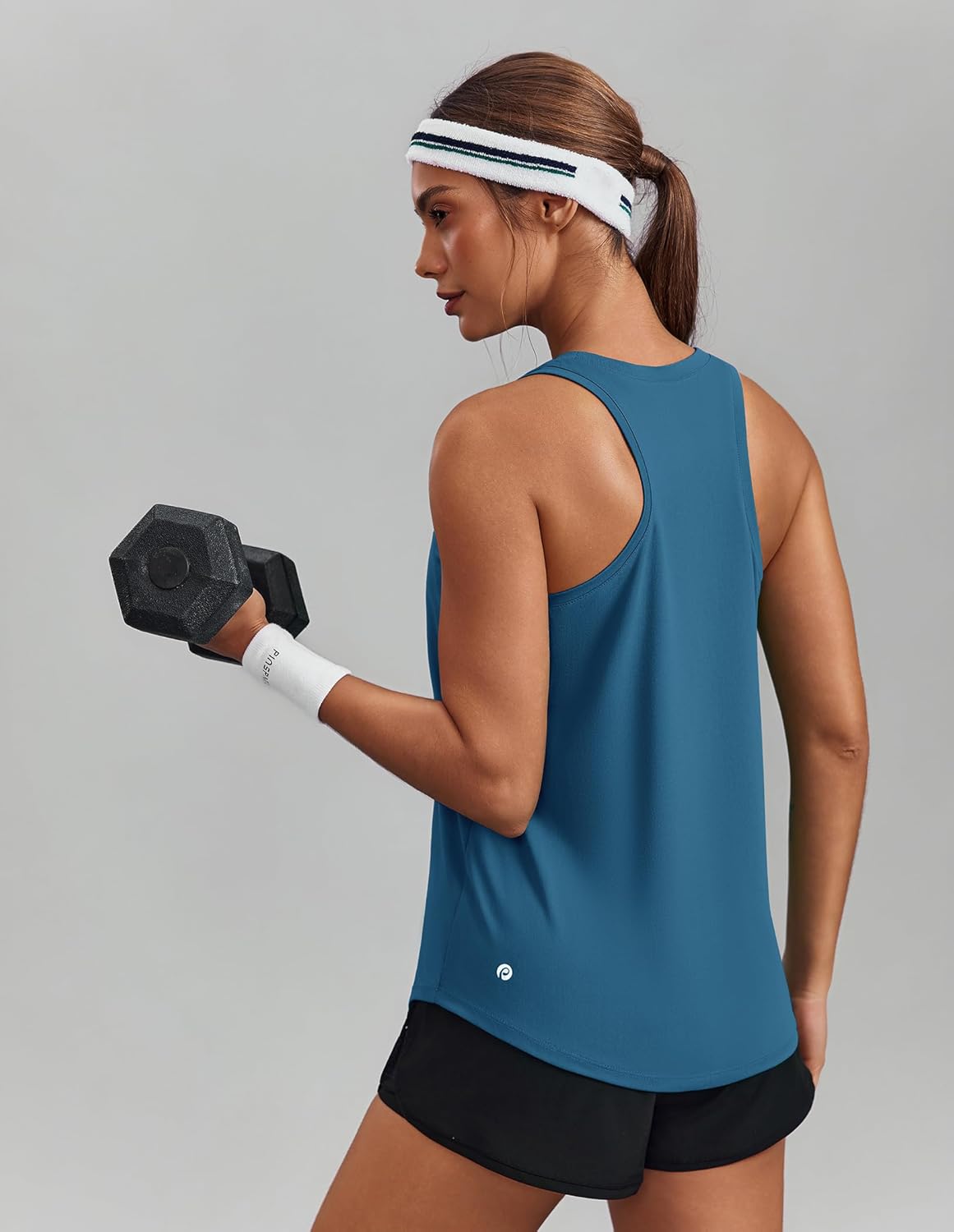 PINSPARK Soft Workout Tank Tops for Women UPF 50+ U Neck Athletic Shirts Quick Dry Racerback Yoga Running Gym Muscle Tank